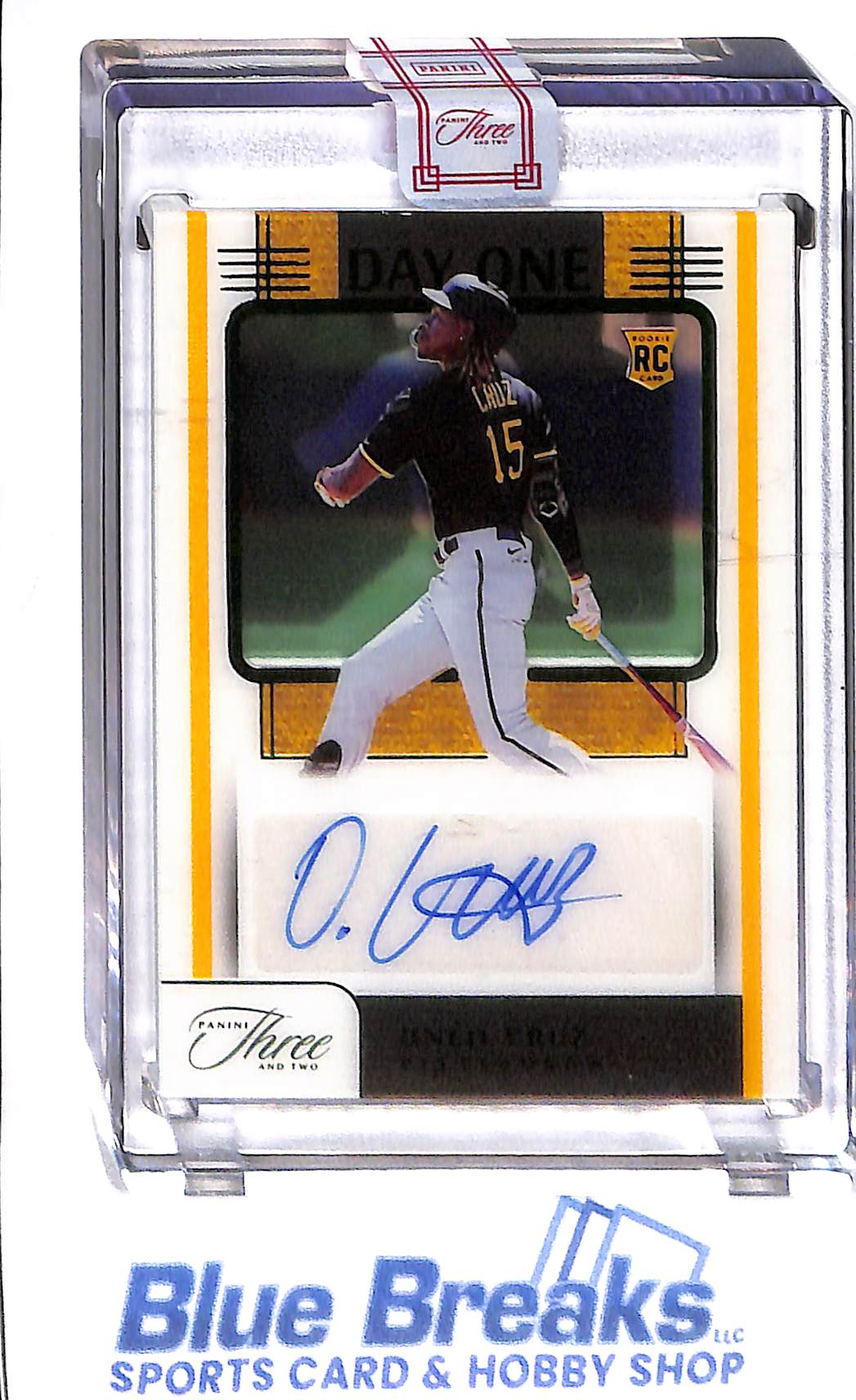 2022 Oneil Cruz - Panini Three and Two - Day One - Autographed - Rookie - #DOA-OC - 4/5 - Pittsburgh Pirates - drop