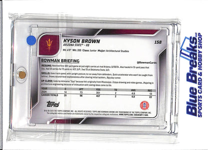 2025 Bowman University Chrome - 1st Bowman - red shimmer - Kyson Brown - 3/5 - #158 -football - Arizona State Sun Devils