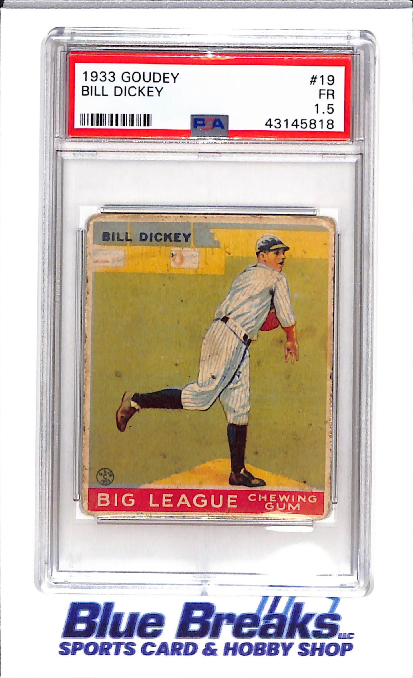 1933 Goudey - Bill Dickey - #19 - PSA 1.5 - baseball - Yankees