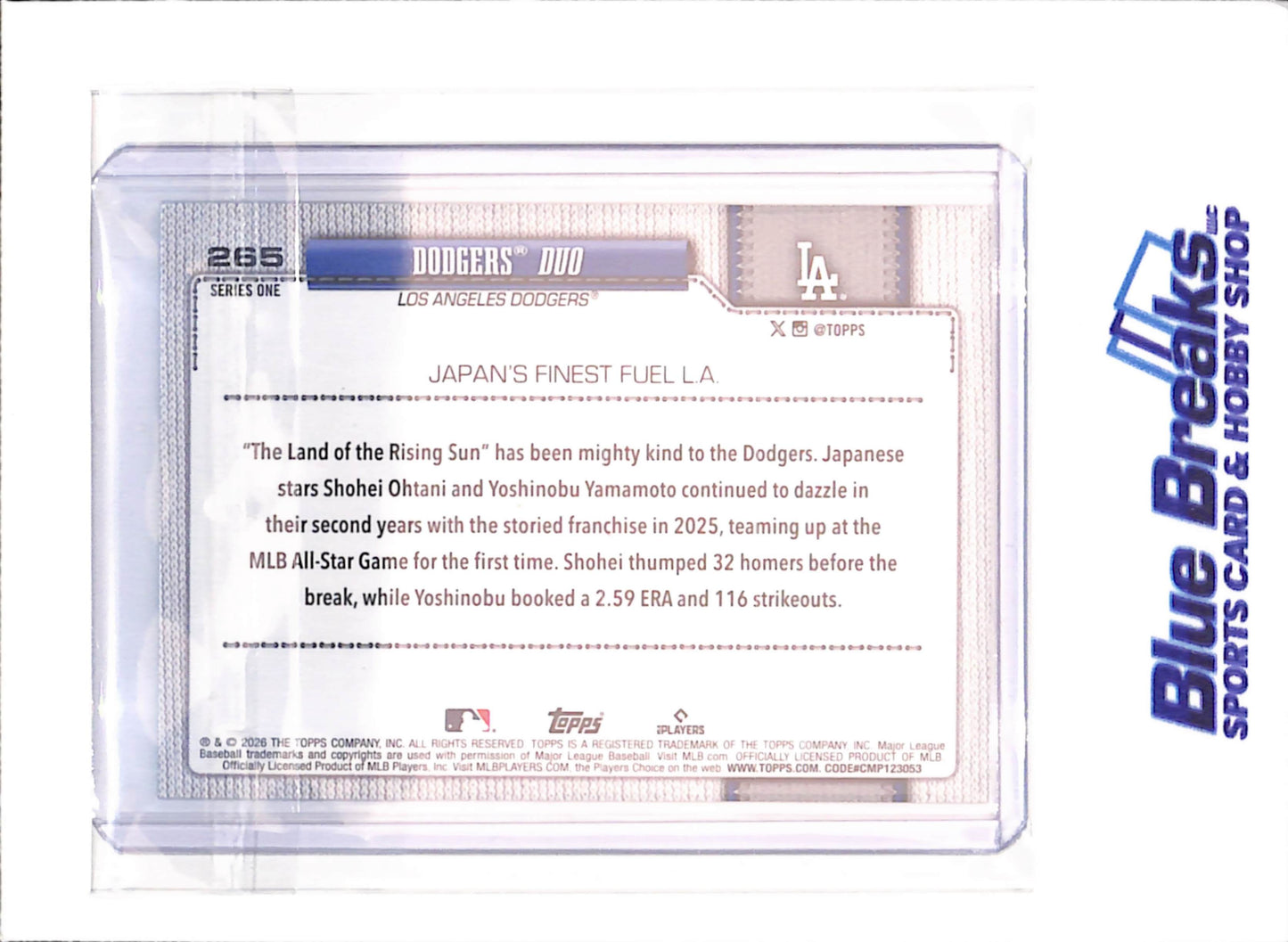 2026 Topps - Series 1 - aqua rainbow foil - Dodgers Duo - #265 - baseball - Dodgers