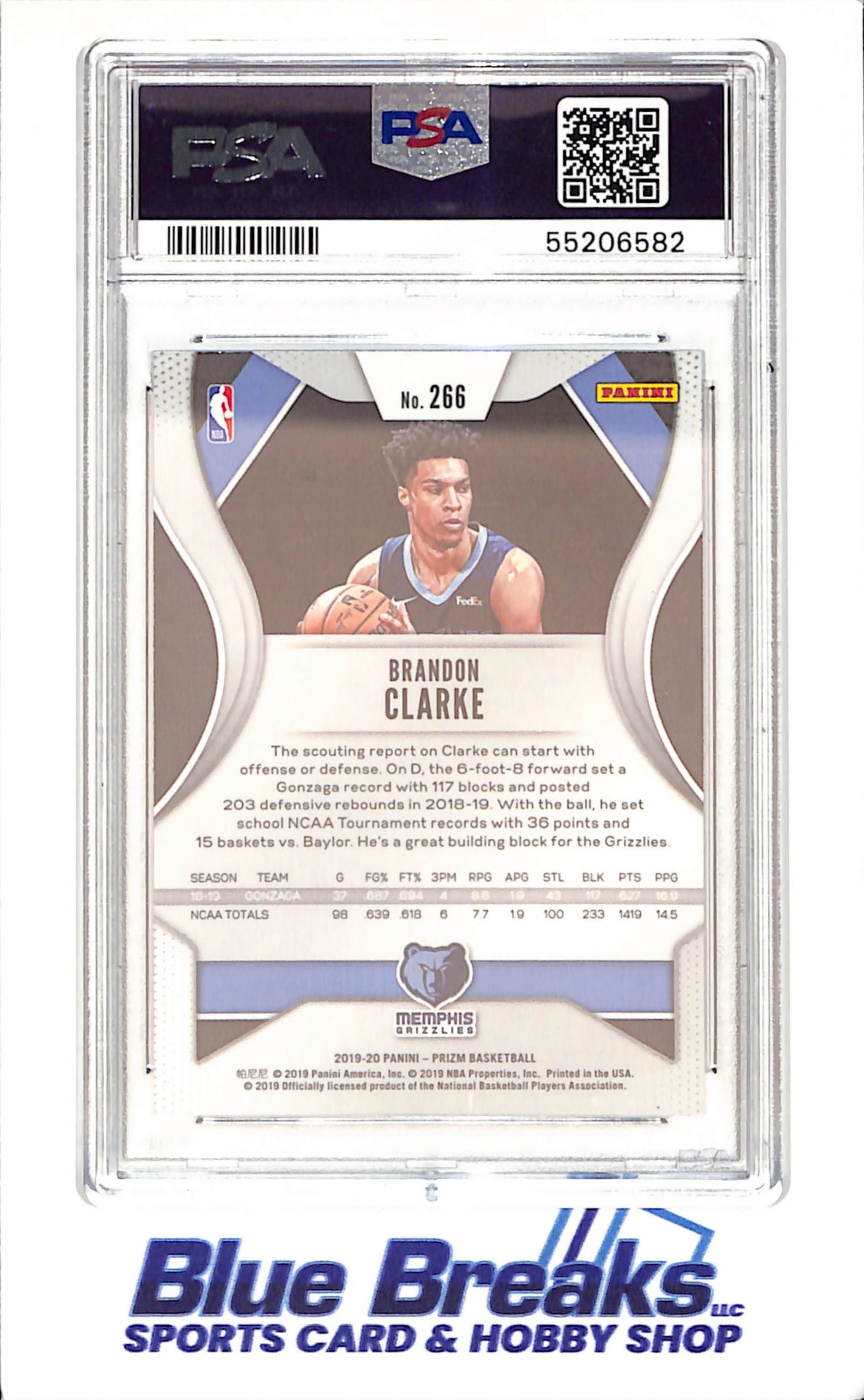 2019 - Panini - Prizm - Brandon Clarke - RC - #266 - PSA 9 - basketball - Grizzlies