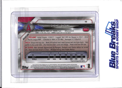 2019 Topps - Bowman - Shohei Ohtani - RC - #49 - baseball - Angels