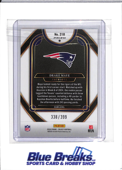2024 Panini - Select - orange shock prizm - Drake Maye - 338/399 - RC - #218 - football - Patriots