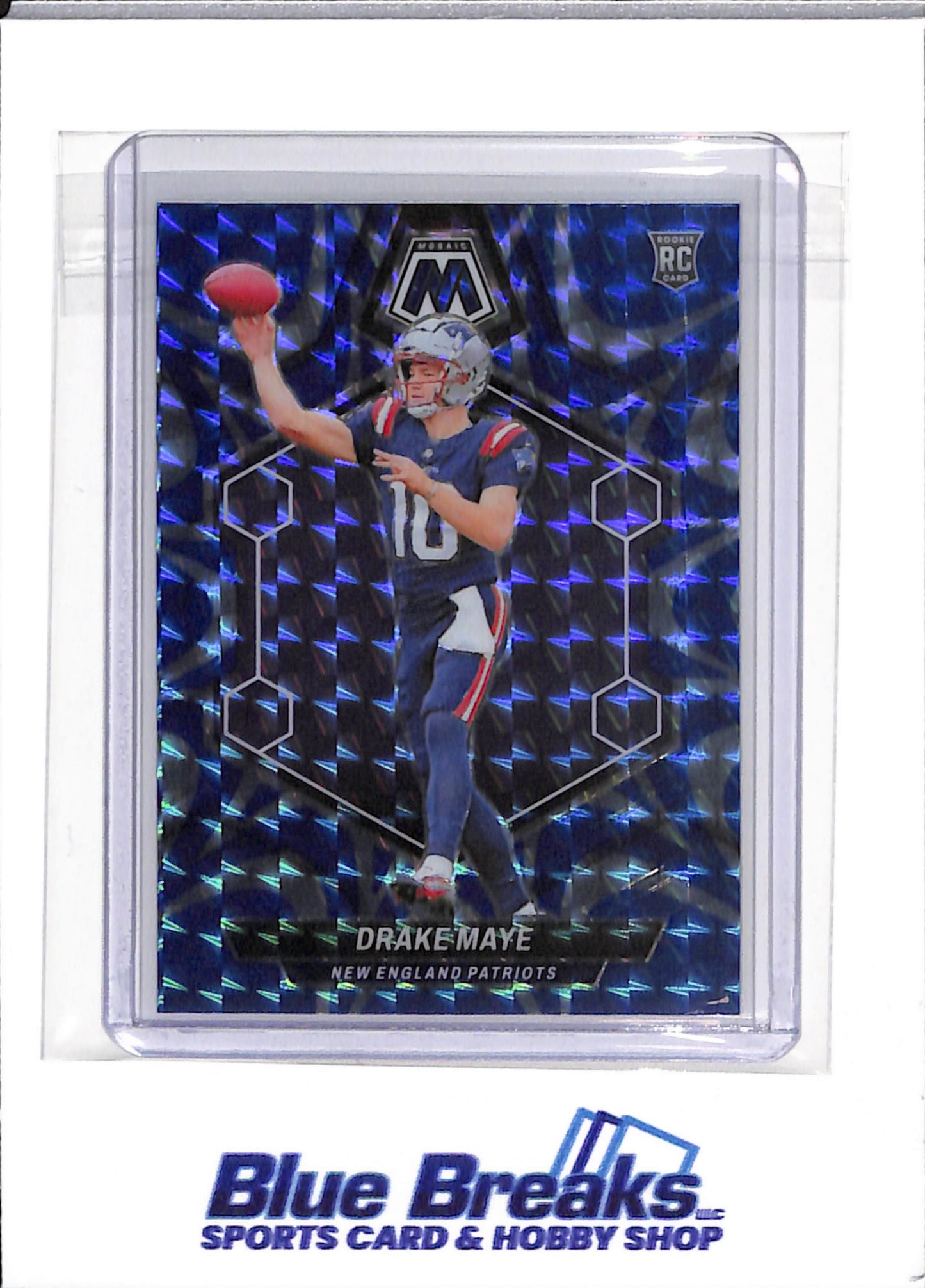 2024 Panini - Mosaic - reactive blue prizm - Drake Maye - RC - #303 - football - Patriots