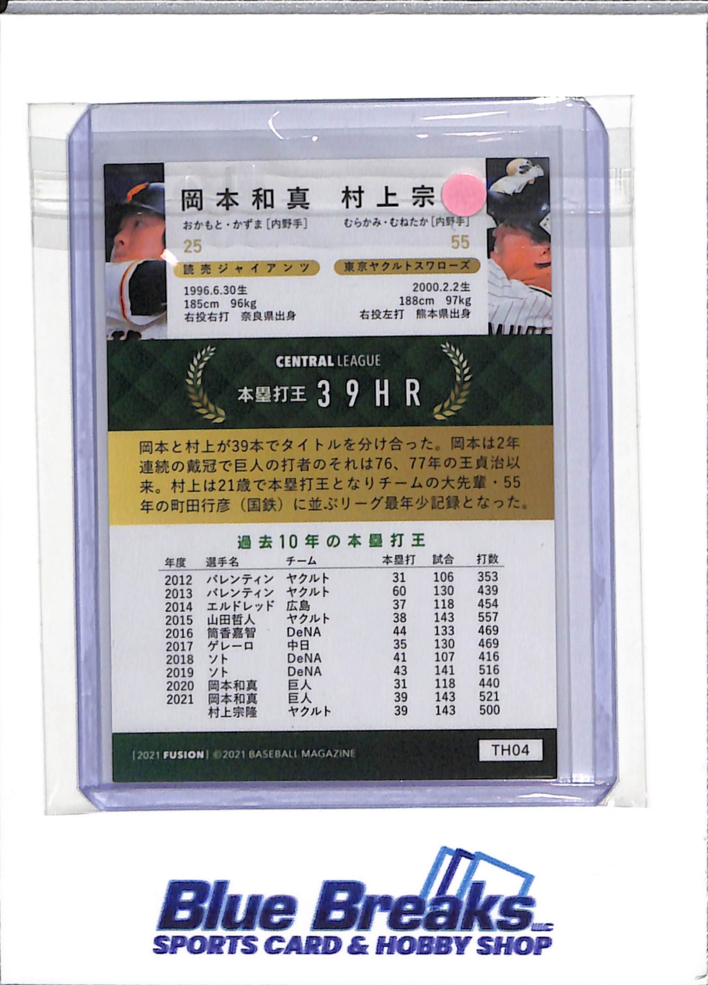 2021 Fusion - Munetaka Murakami - Kazuma Okamoto - Yakult Swallows - Yomiuri Giants - Chicago White Sox - Toronto Blue Jays - Baseball - Japanese - #TH04 - Title Holder