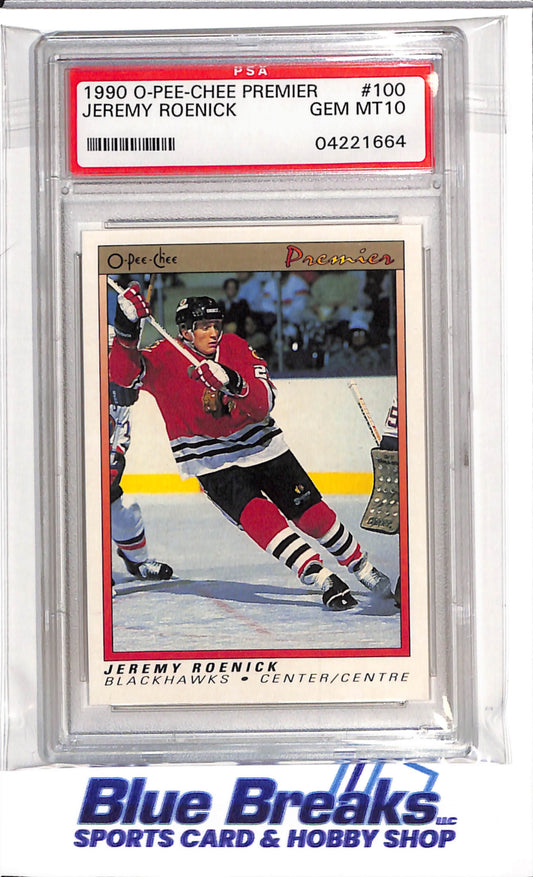 1990 - O - Pee - Chee - Jeremy Roenick - Chicago Blackhawks - Ice Hockey - #100 - PSA 10