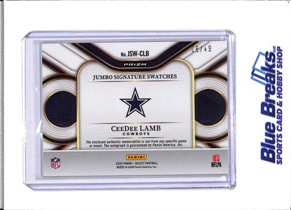 2025 Panini Select - CeeDee Lamb - Jumbo Signature Swatches - Dallas Cowboys - Football - 6/49