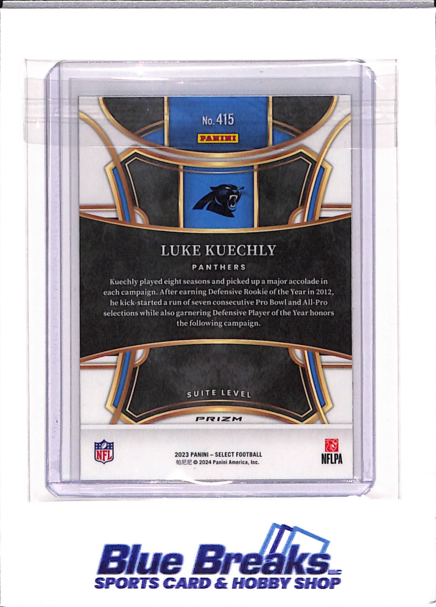 2023 Panini Select - Luke Kuechly - Zebra Prizm - Carolina Panthers - Football - #415