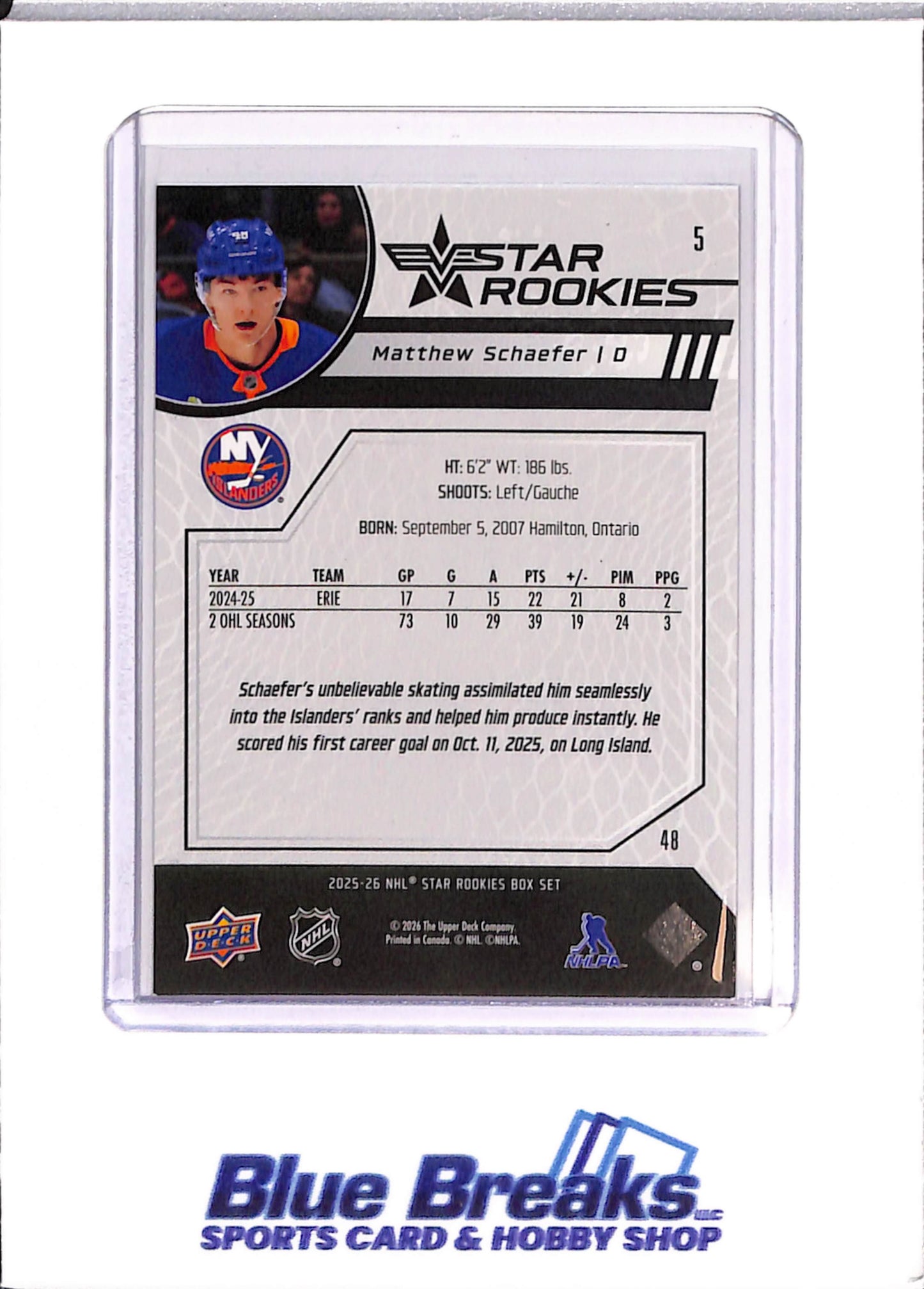 2025-26 Upper Deck - Matthew Schaefer - New York Islanders - Ice Hockey - Star Rookies - #5