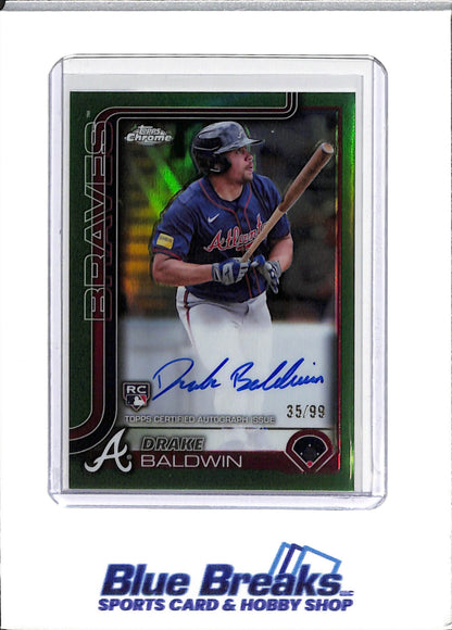 2025 Topps Chrome - Drake Baldwin - Atlanta Braves - Baseball - Auto - Green - 35/99 - Rookie