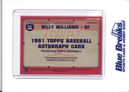 2026 Topps - Billy Williams - Series 1 - Chicago Cubs - Baseball - Auto - #91A-BWS - Autograph - 75th