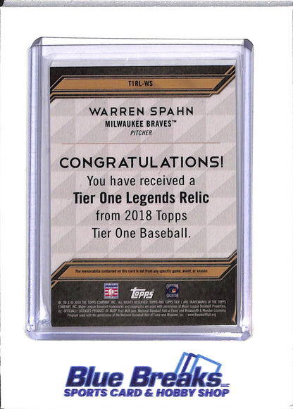 2018 Topps - Warren Spahn - Tier 1 - Atlanta Braves - Baseball - #T1RL-WS - 73/100