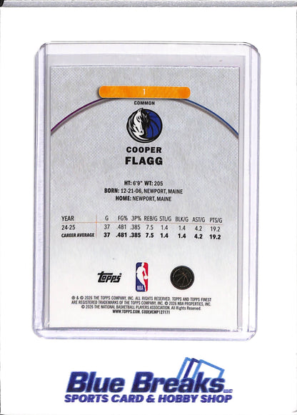2026 Topps Finest - Cooper Flagg - Basketball - Dallas Mavericks - #1 - Rookie
