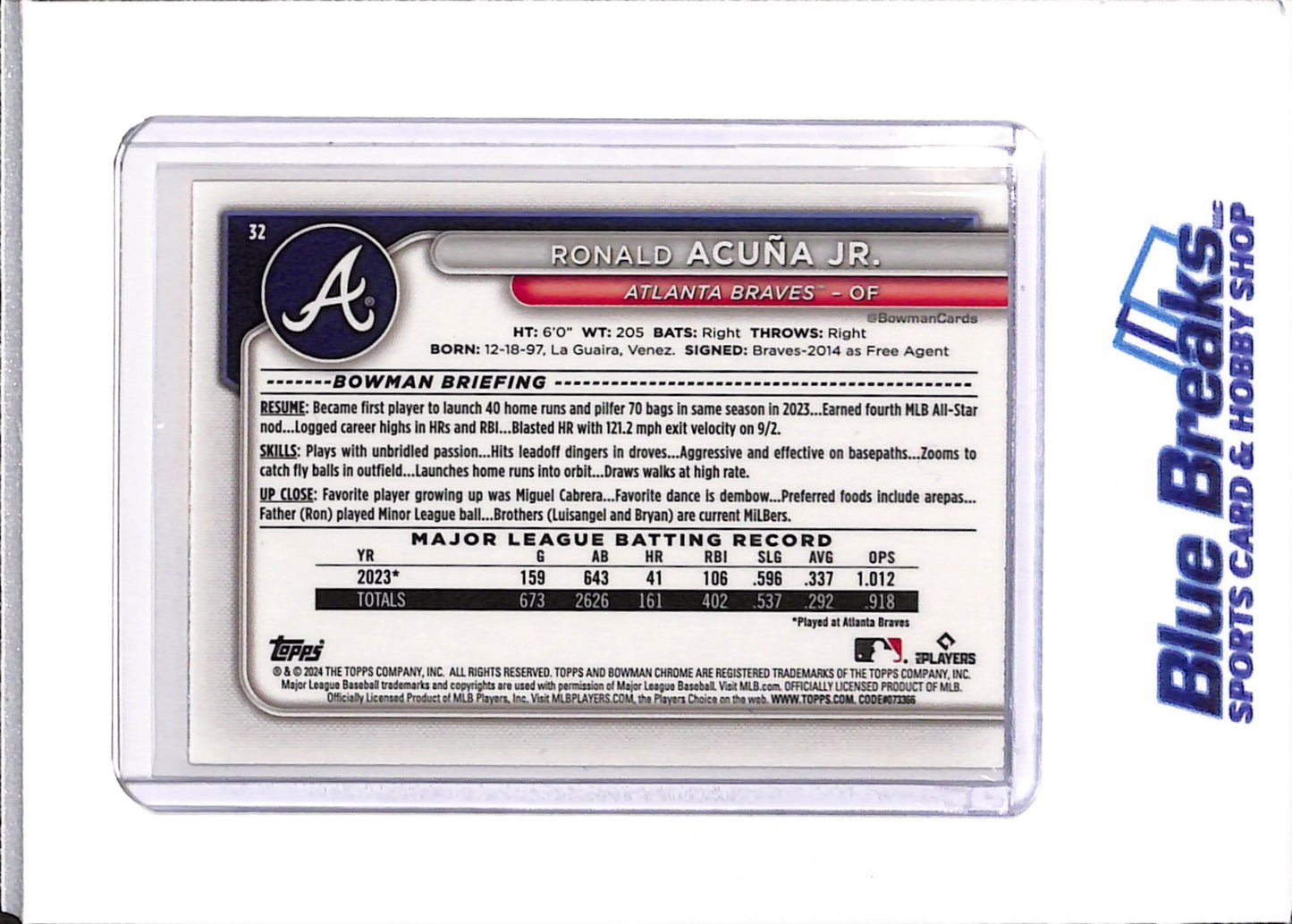 2024 Bowman Chrome - Ronald Acuna - Atlanta Braves - Baseball - #32 - 7/50 - Gold - Mojo Refractor