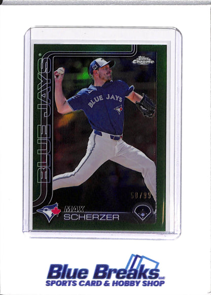 2025 Topps Chrome - Max Scherzer - Baseball - Toronto Blue Jays - Green - 50/99 - #260