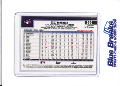 2025 Topps Chrome - Max Scherzer - Baseball - Toronto Blue Jays - Green - 50/99 - #260