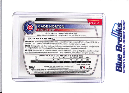 2025 Bowman - Cade Horton - Chicago Cubs - Baseball - Prospect - #BPA-CHO - Auto