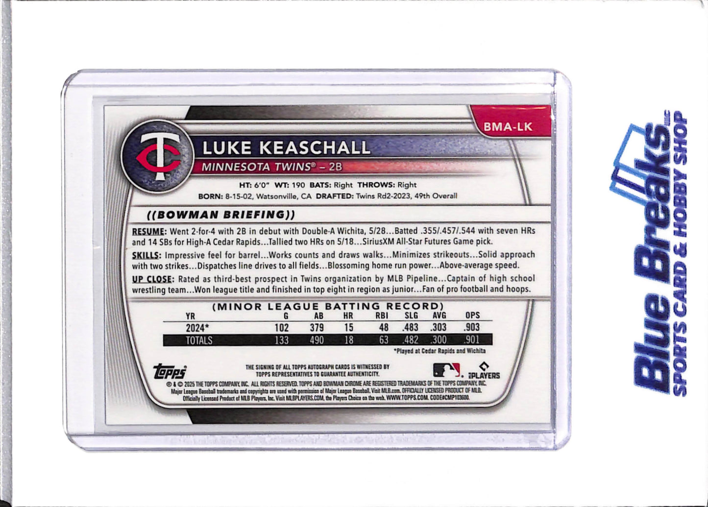 2025 Bowman - Luke Keaschall - Chrome - Baseball - Minnesota Twins - #BMA-LK - Auto - Mojo Refractor
