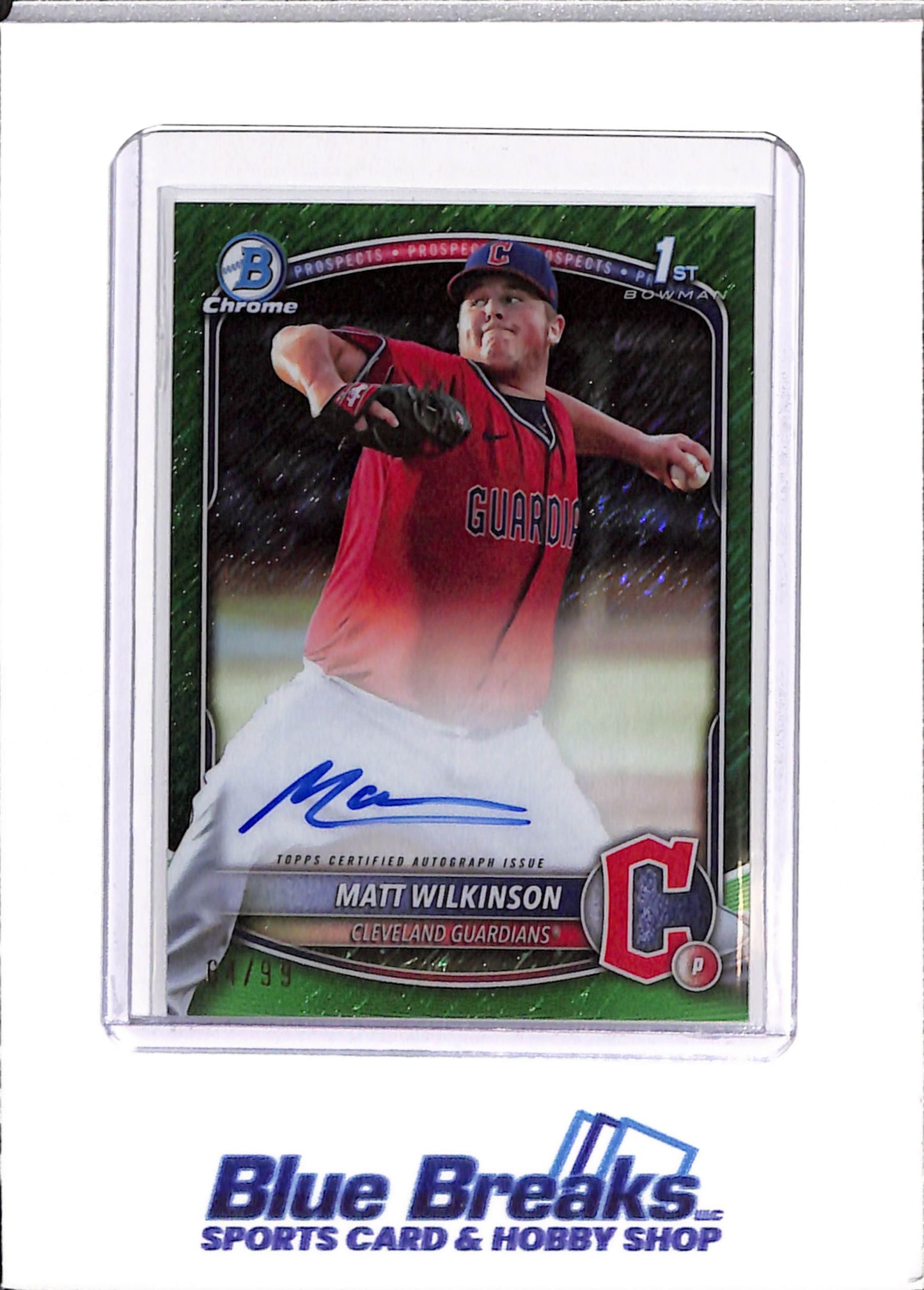2025 Bowman - Matt Wilkinson - Green Shimmer - 1st Bowman - Baseball - Cleveland Guardians - #CPA-MW - 64/99