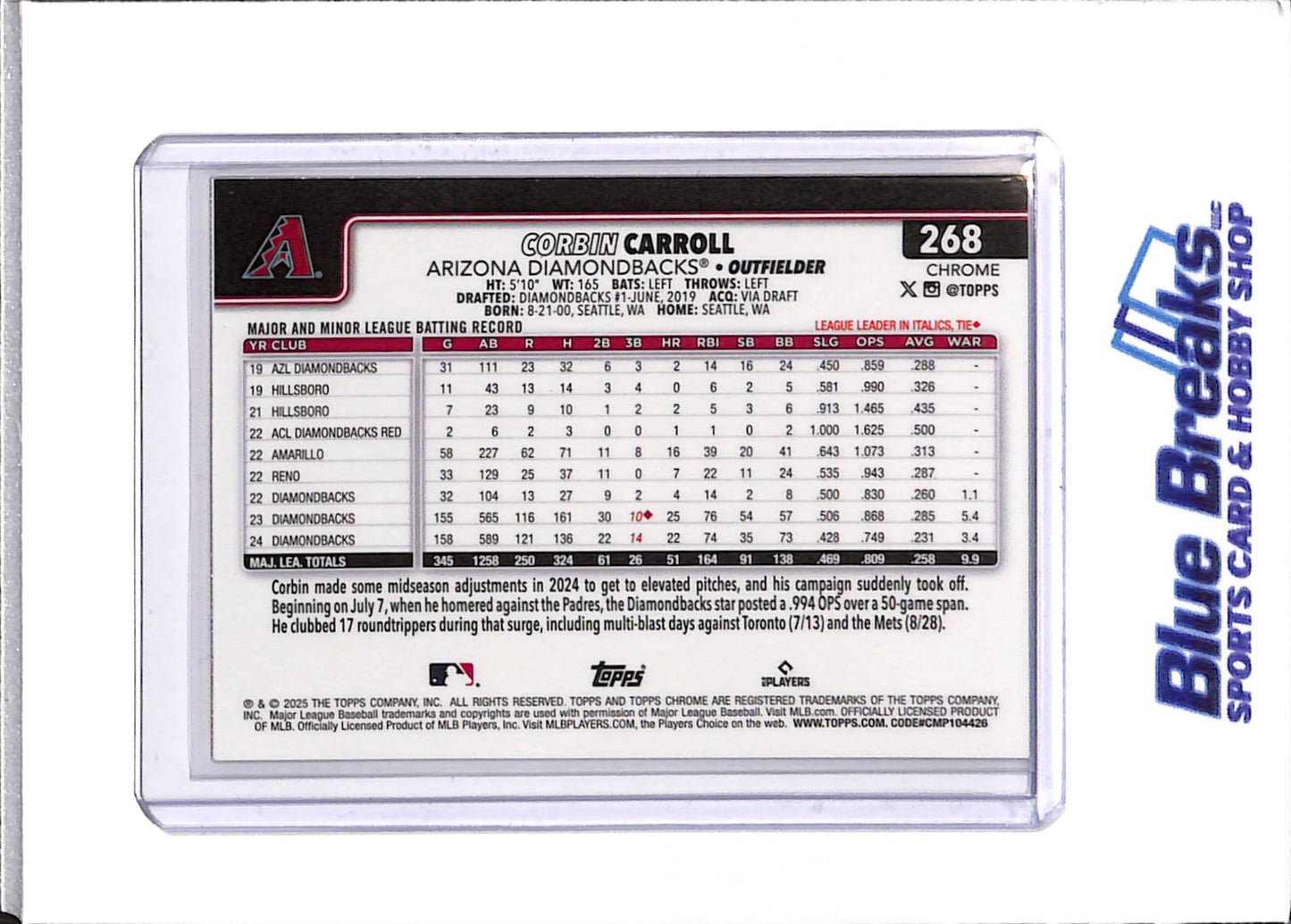 2025 Topps Chrome - Corbin Carroll - Baseball - Arizona Diamondbacks - Gold - #268