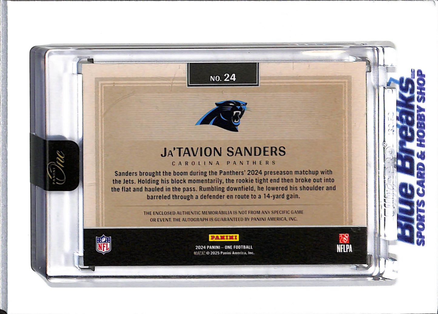 2024 Panini One - Ja'Tavion Sanders - Football - Carolina Panthers - Relic - Auto - 21/49