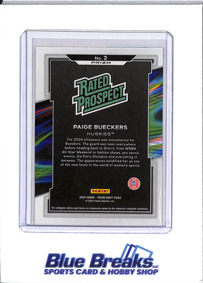2024 Panini - Paige Bueckers - Prizm Draft Picks - Basketball - WNBA - UConn - Orange - Rated Prospect - #2