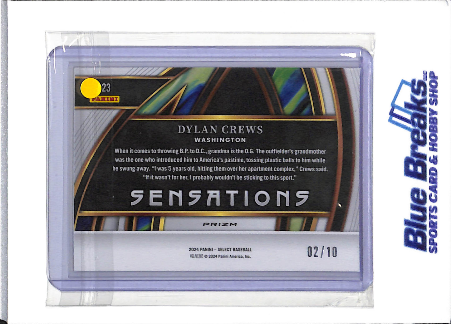 2024 Panini - Dylan Crews - Washington Nationals - Baseball - Select - Sensations - 2/10 - Gold - #23