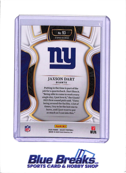2025 Panini - Jaxson Dart - New York Giants - Football - Concourse - #93 - Rookie - Select