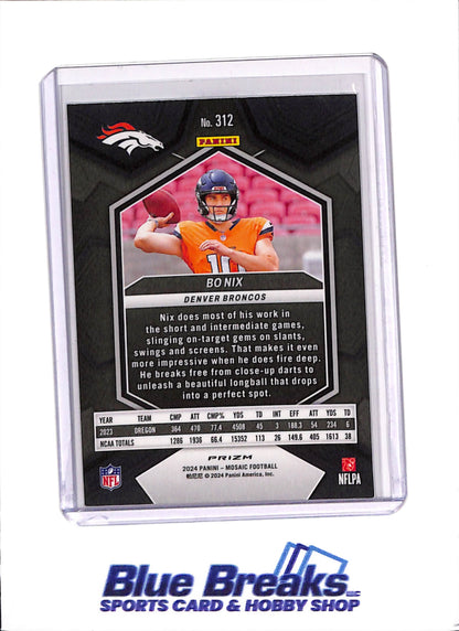 2024 Panini Mosaic - Bo Nix - Denver Broncos - Football - #312 - Refractor - Rookie