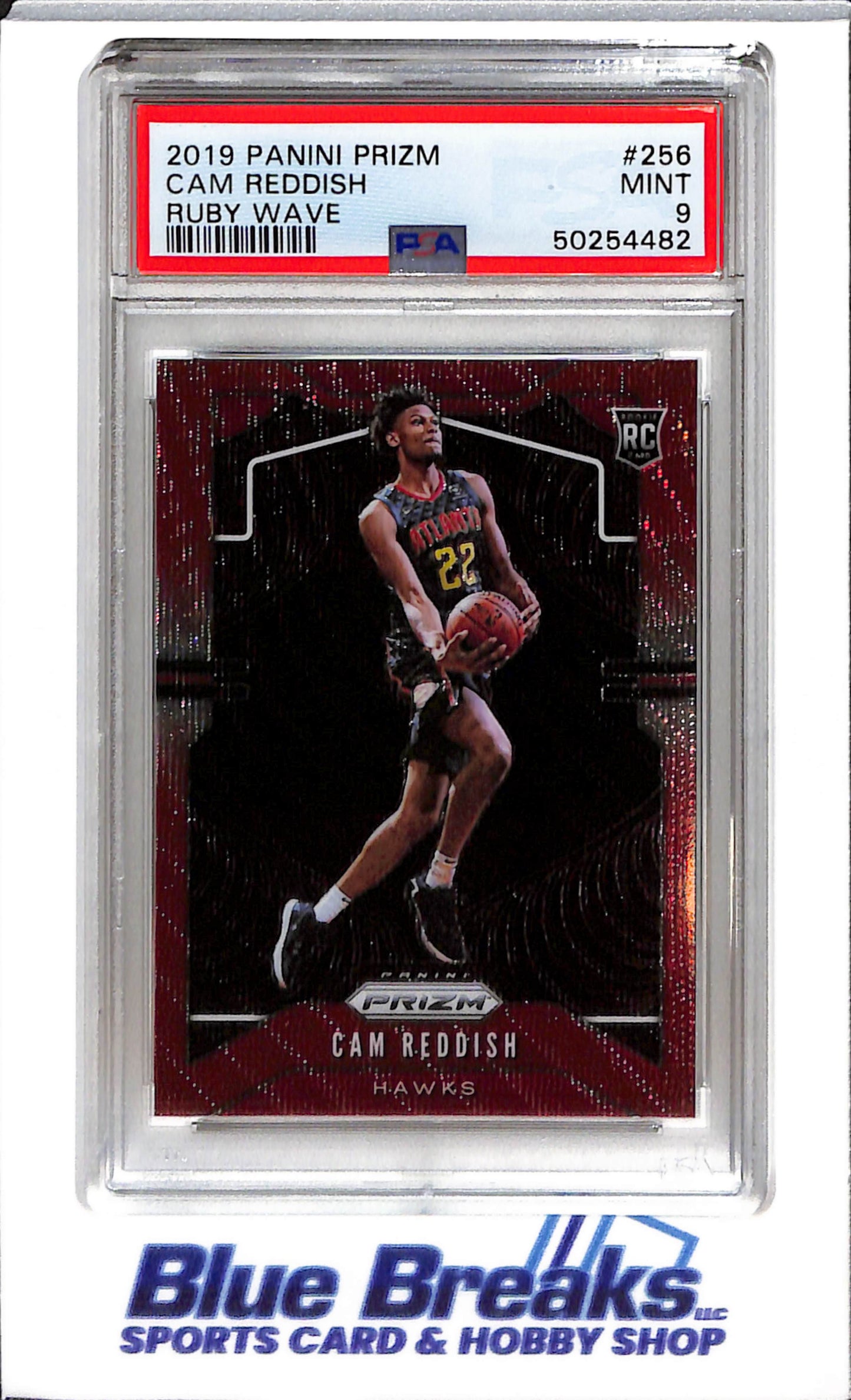 2019 Panini - Prizm - Ruby Wave - Cam Reddish - RC - #256 - PSA 9 - basketball - Hawks