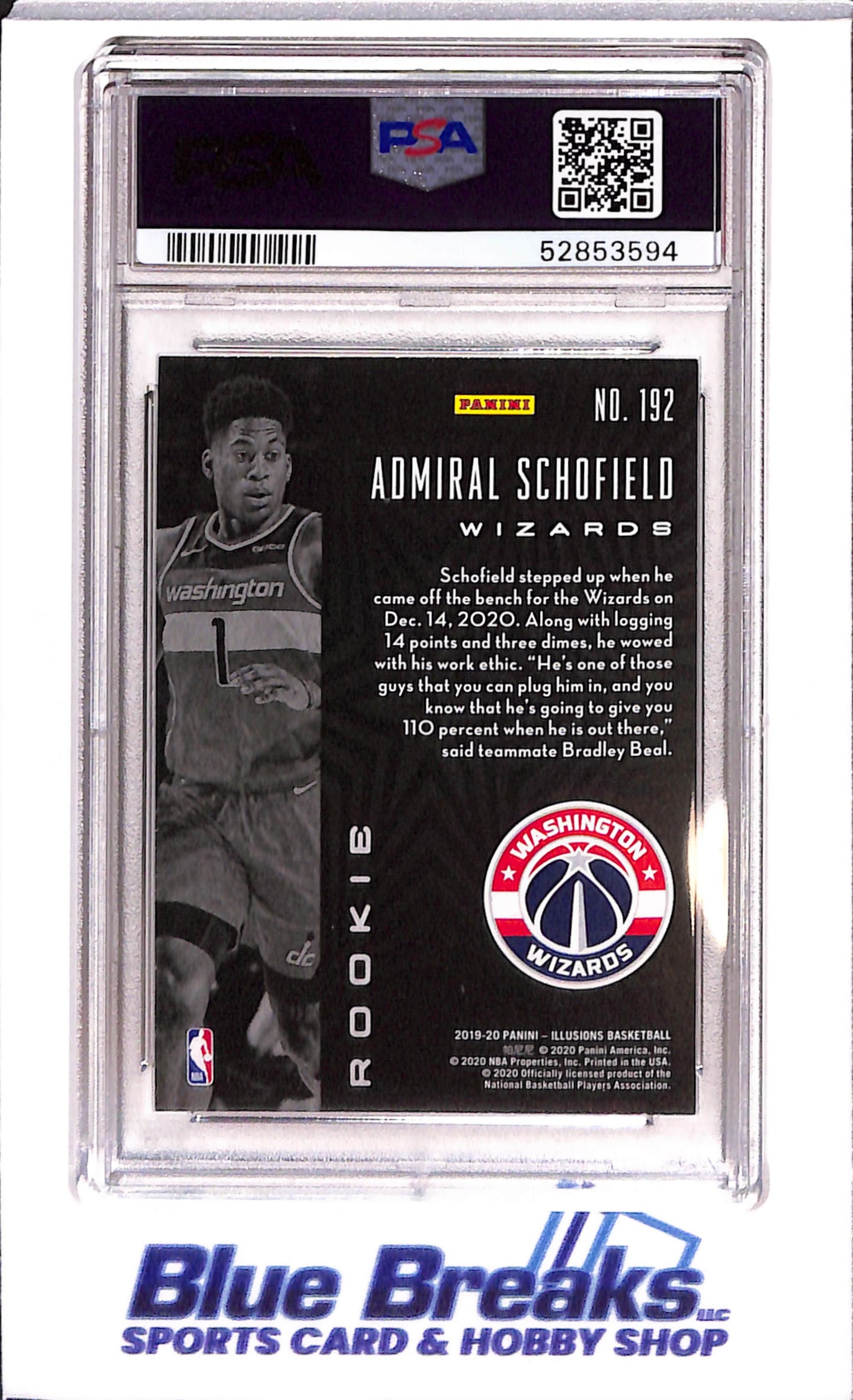 2019 Panini - Illusions - Admiral Schofield - RC - #192 - PSA 10 - basketball - Wizards