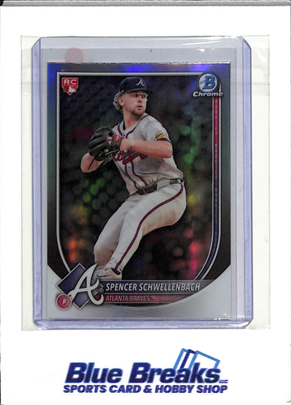 2025 Topps - Spencer Schwellenbach - Atlanta Braves - Baseball - Red Rookie Logo - #78 - Bowman Chrome