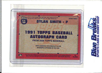 2026 Topps - Dylan Smith - Detroit Tigers - Baseball - Auto - 1991 Topps Card - 75th - #91A-SMI