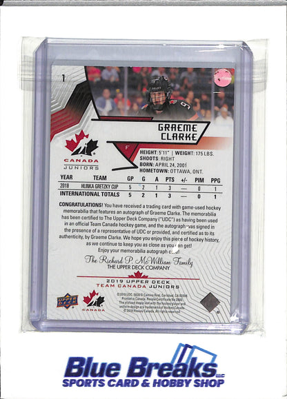 2019 Upper Deck - Graeme Clarke - Team Canada Juniors - Ottawa Senators - NHL - Ice Hockey - Auto - #1