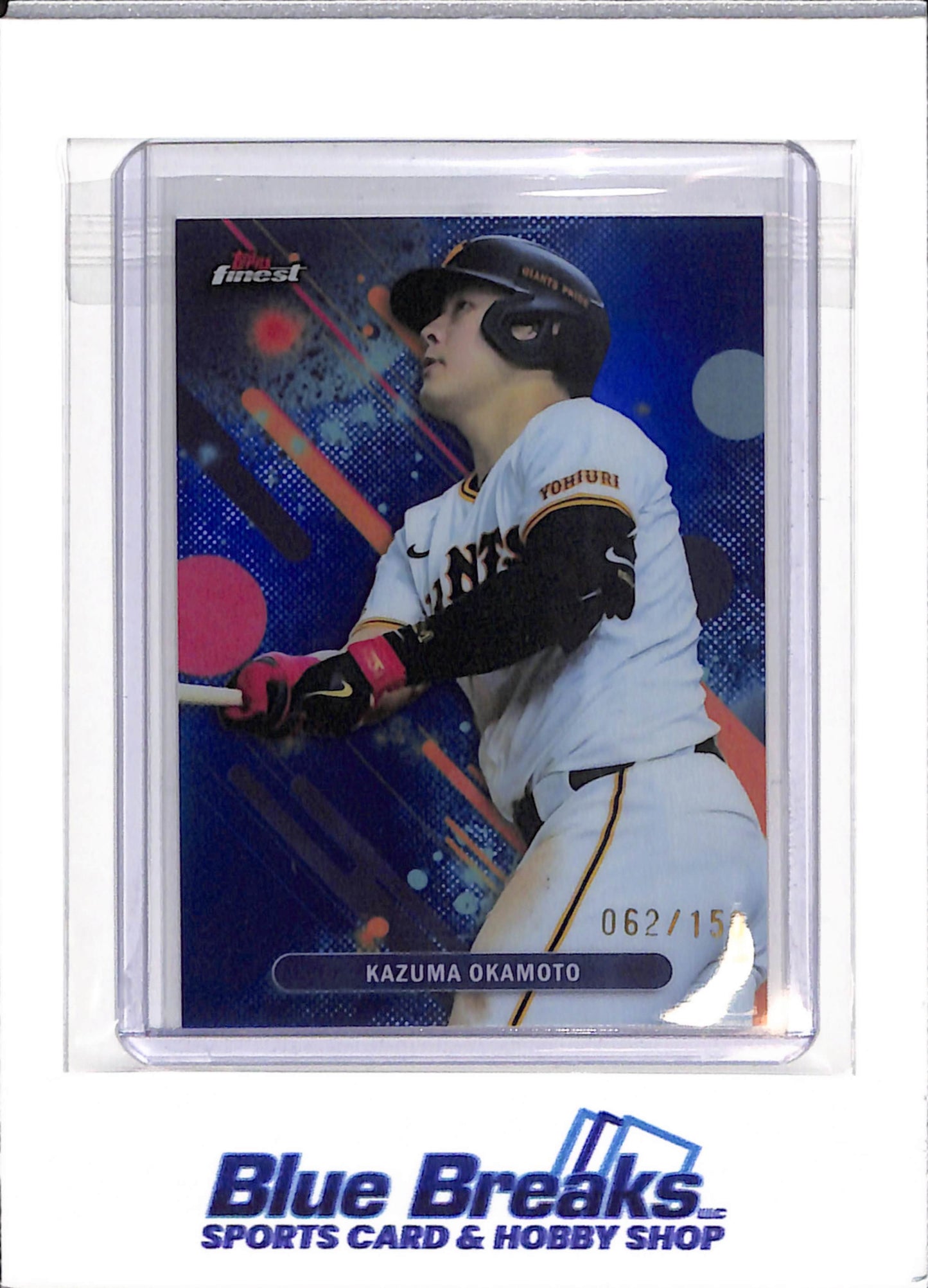 2025 Topps - Finest - NPB - blue - Kazuma Okamoto - 062/150 - #35 - Yomiuri Giants - Toronto Blue Jays - baseball