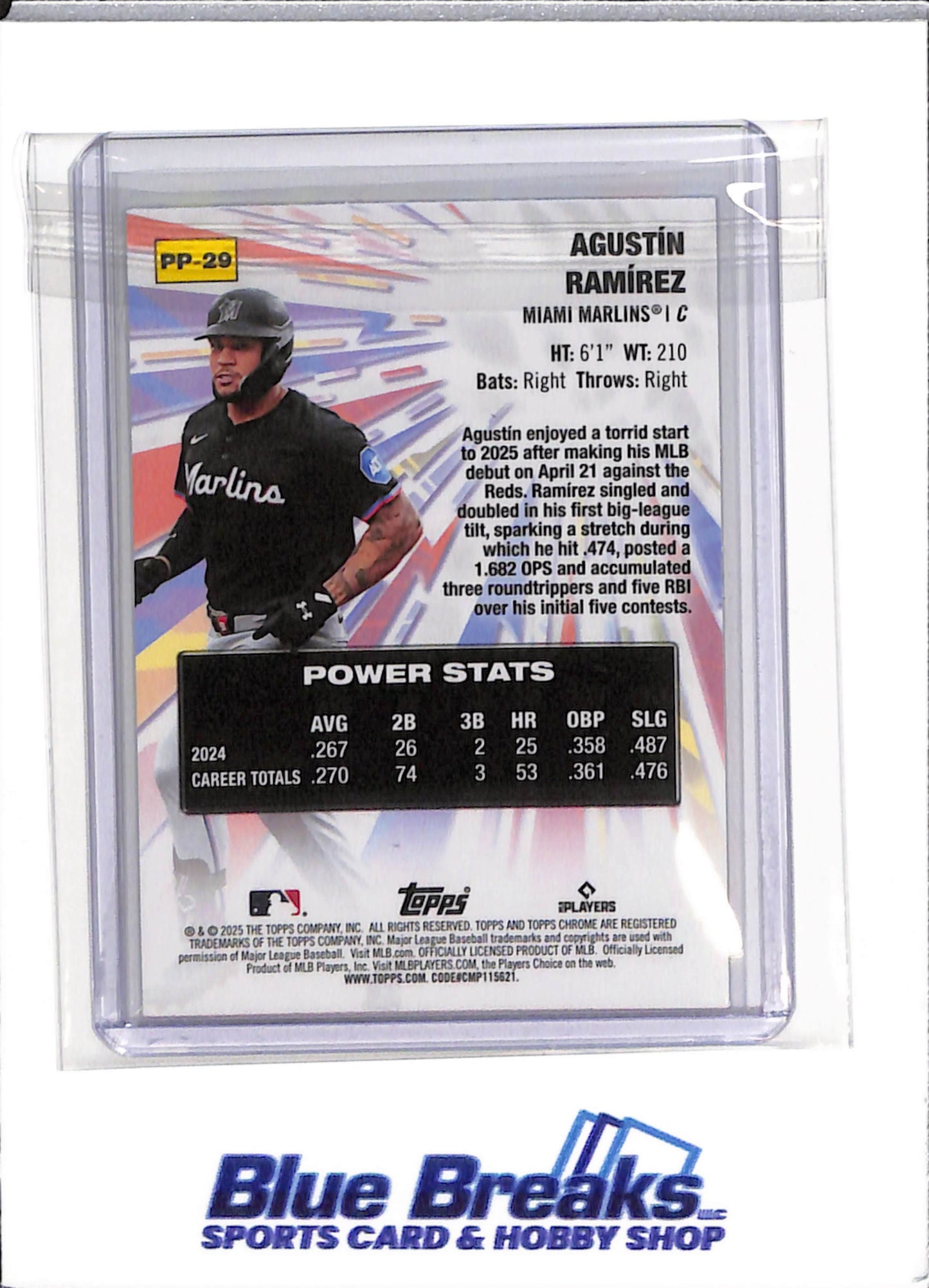 2025 Topps - Agustin Ramirez - Miami Marlins - Baseball - Power Players - Chrome - Rookie - #PP-29