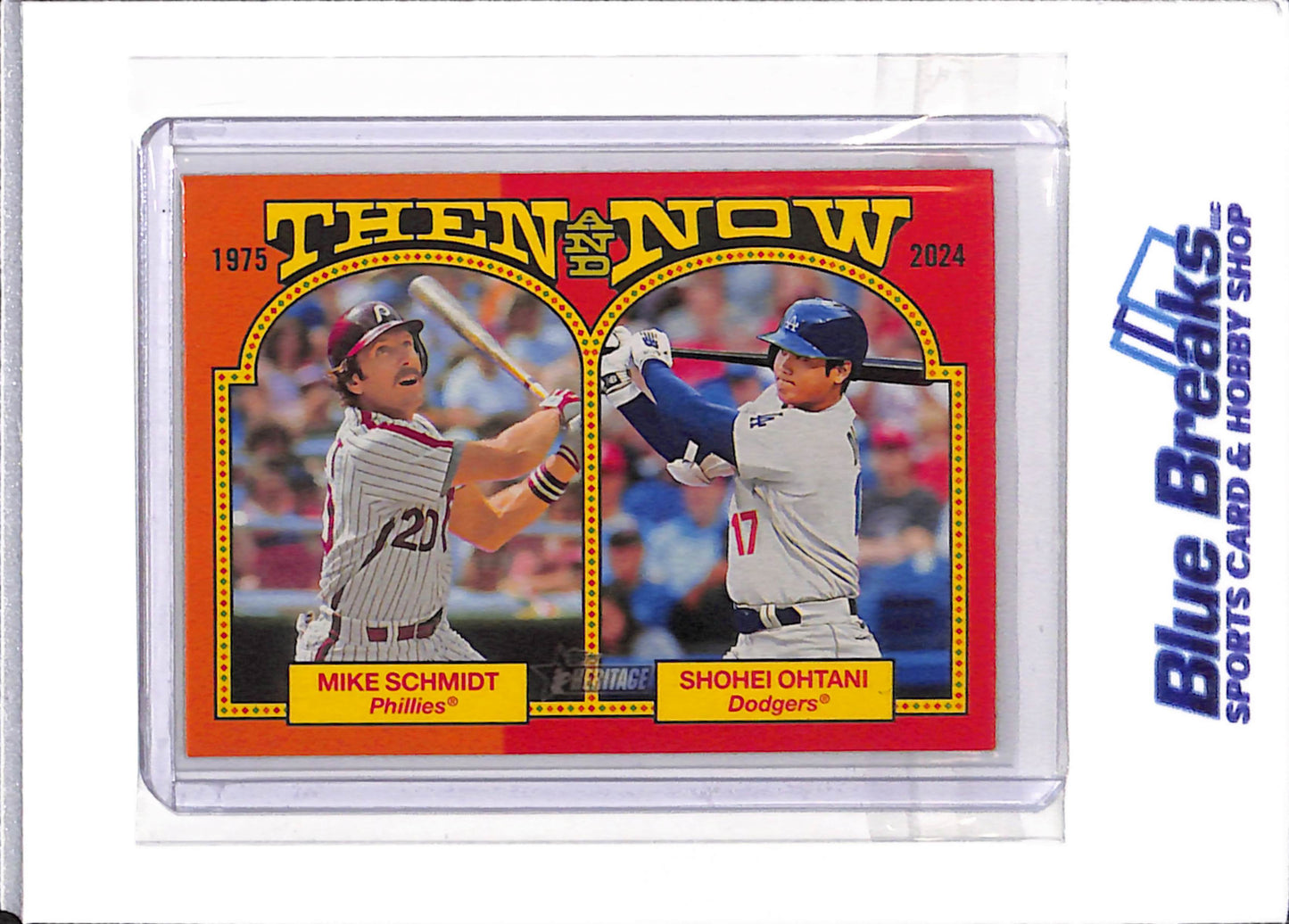 2024 Topps - Heritage - Then and Now - 1975 - 2024 - Mike Schmidt - Shohei Ohtani - #TAN-2 - baseball - Phillies - Dodgers