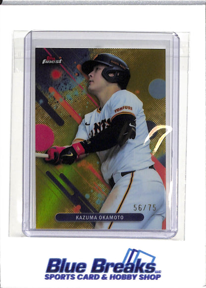 2025 Topps - Finest - NPB! - yellow - Kazuma Okamoto - 56/75 - #35 - baseball - Yomiuri Giants - Blue Jays