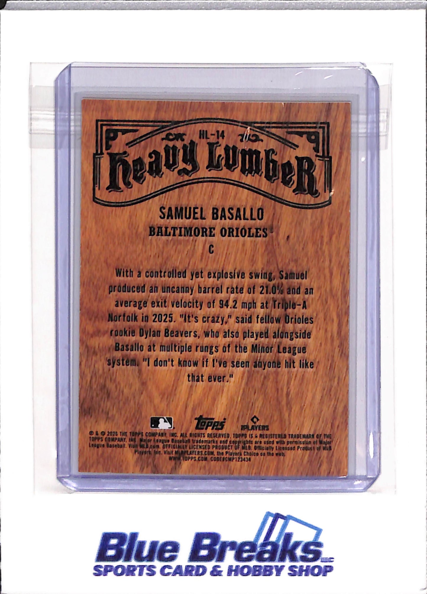 2026 Topps - Series 1 - Heavy Lumber - Samuel Basallo - RC - #HL-14 - baseball - Orioles