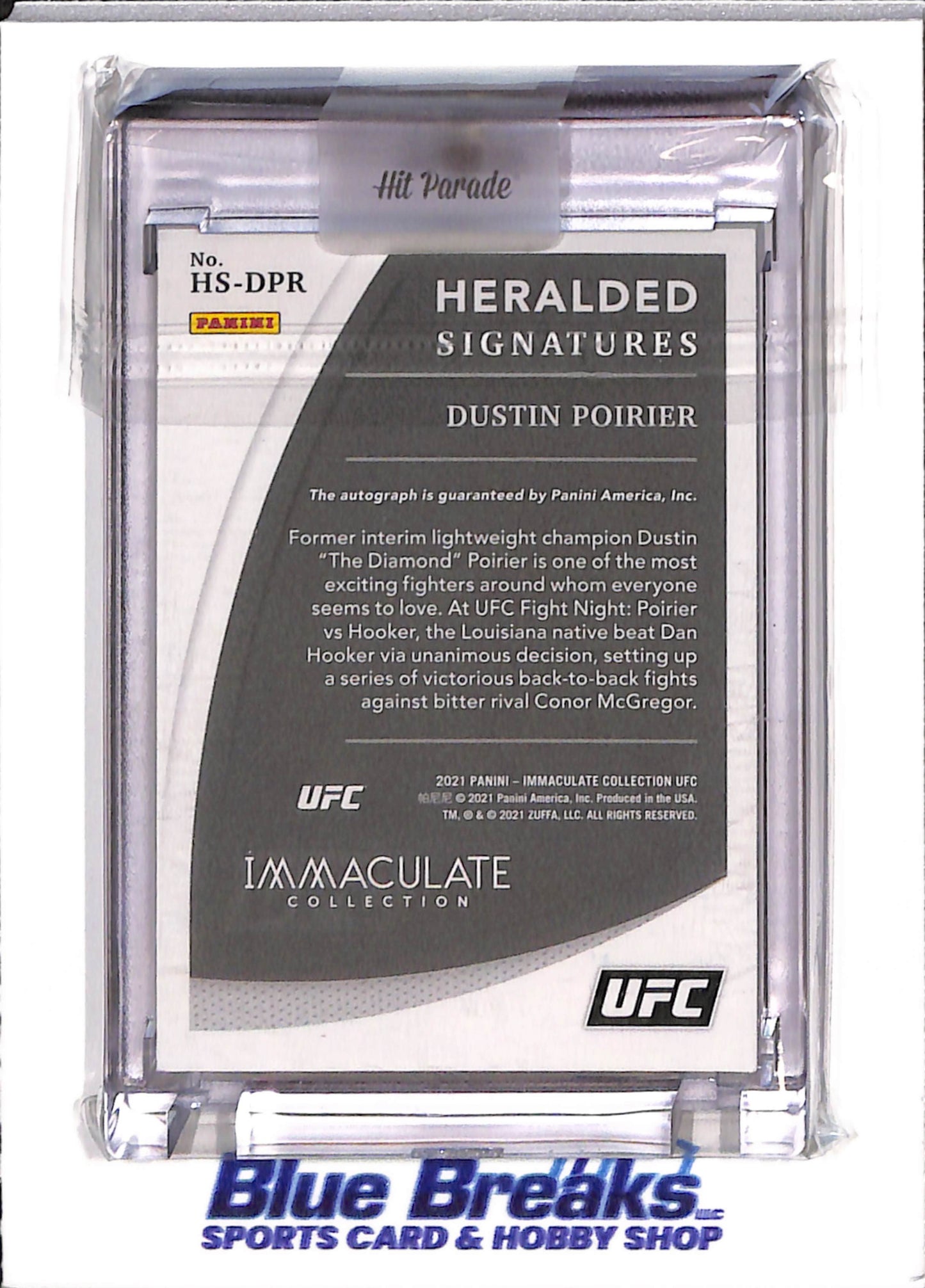2021 Panini - Immaculate - Heralded Signatures - Dustin Poirier - auto - 43/99 - UFC - lightweight