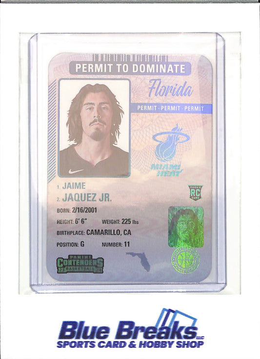 2023-24 Panini - Contenders - Permit to Dominate - Jaime Jaquez Jr - RC - #14 - basketball - Heat