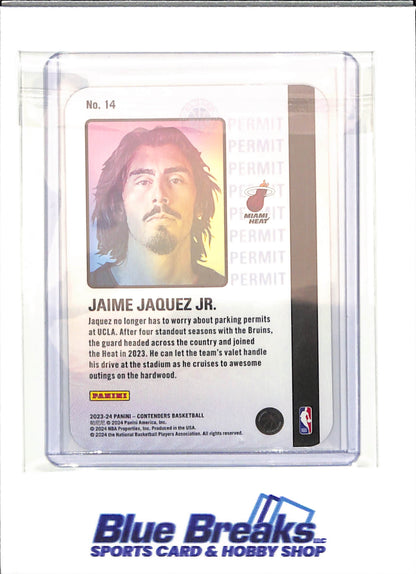 2023-24 Panini - Contenders - Permit to Dominate - Jaime Jaquez Jr - RC - #14 - basketball - Heat