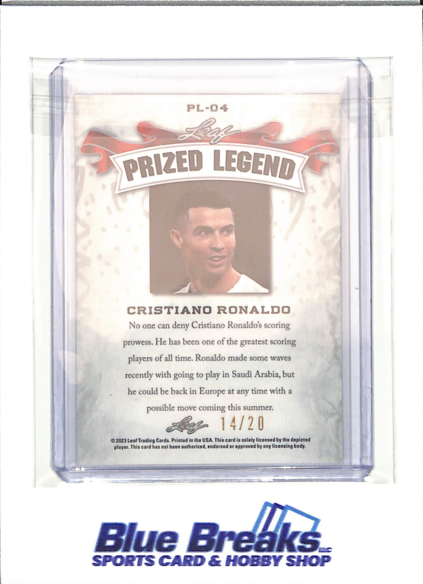 2023 Leaf - Prized Legend - blue - Cristiano Ronaldo - 14/20 - #PL-04 - soccer - Al-Nassr