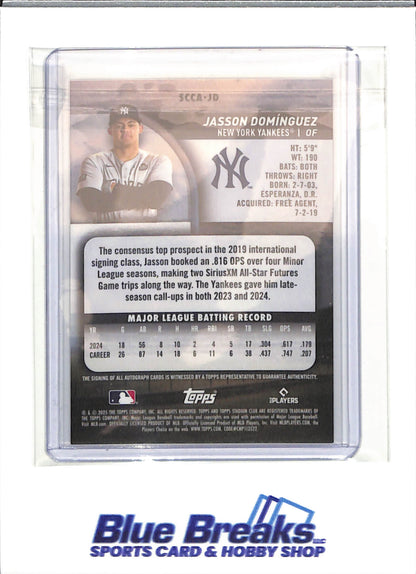 2025 Topps - Stadium Club - turquoise - Jasson Dominguez - auto - 19/99 - #SCCA-JD - baseball - Yankees