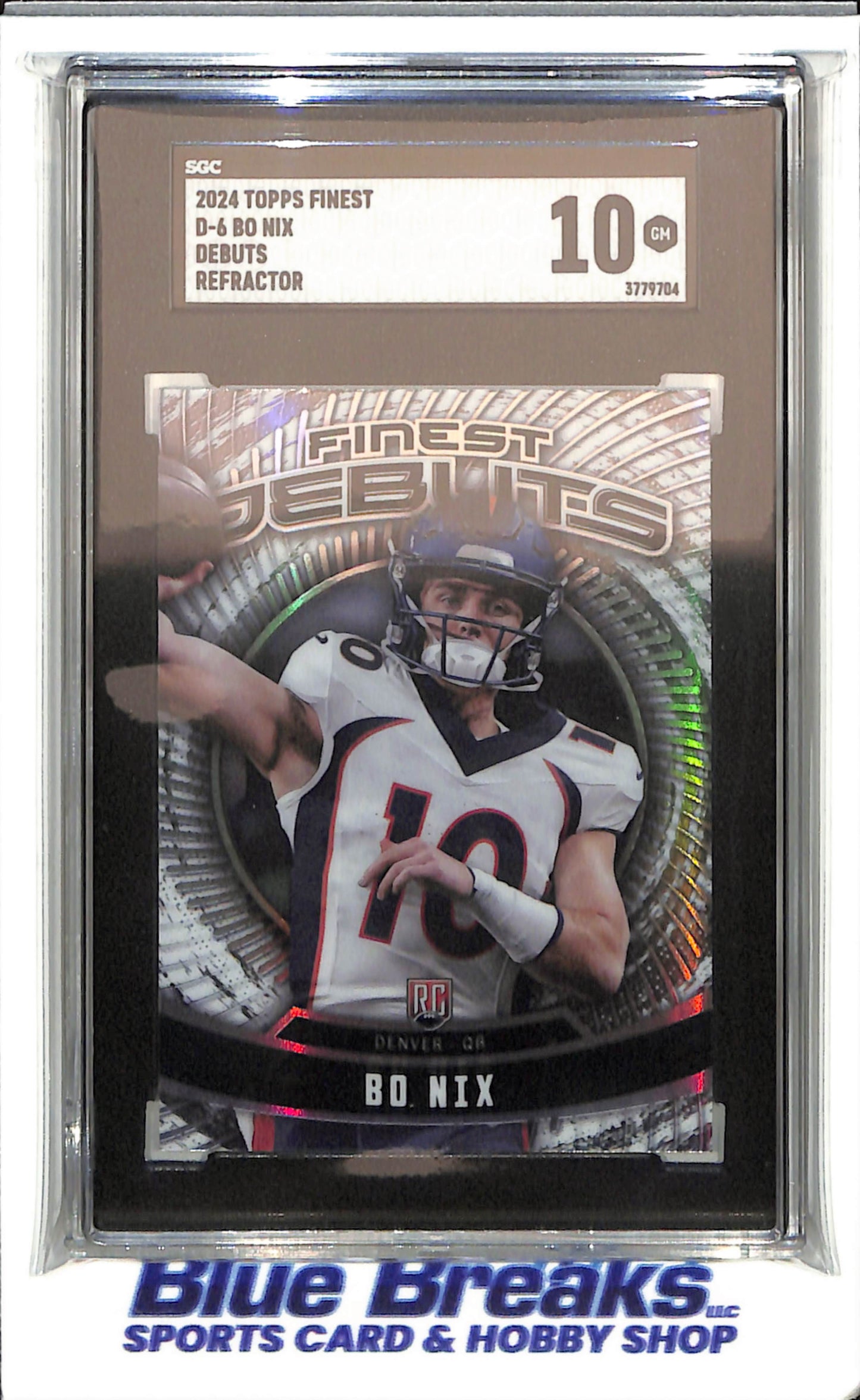 2024 Topps - Finest - Debuts - refractor - Bo Nix - RC - #D-6 - SGC 10 - football - Broncos