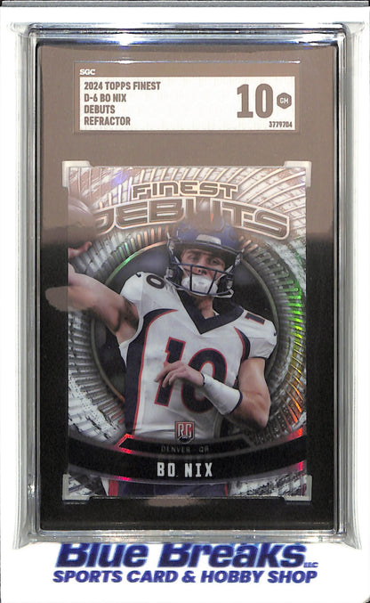 2024 Topps - Finest - Debuts - refractor - Bo Nix - RC - #D-6 - SGC 10 - football - Broncos