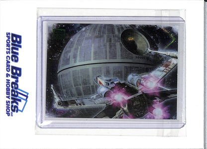 2025 Topps - Star Wars Galaxy - blue raywave refractor - X-Wing and the Death Star - 151/175 - #SWIN-1 - entertainment