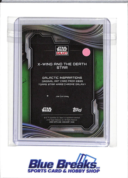 2025 Topps - Star Wars Galaxy - blue raywave refractor - X-Wing and the Death Star - 151/175 - #SWIN-1 - entertainment