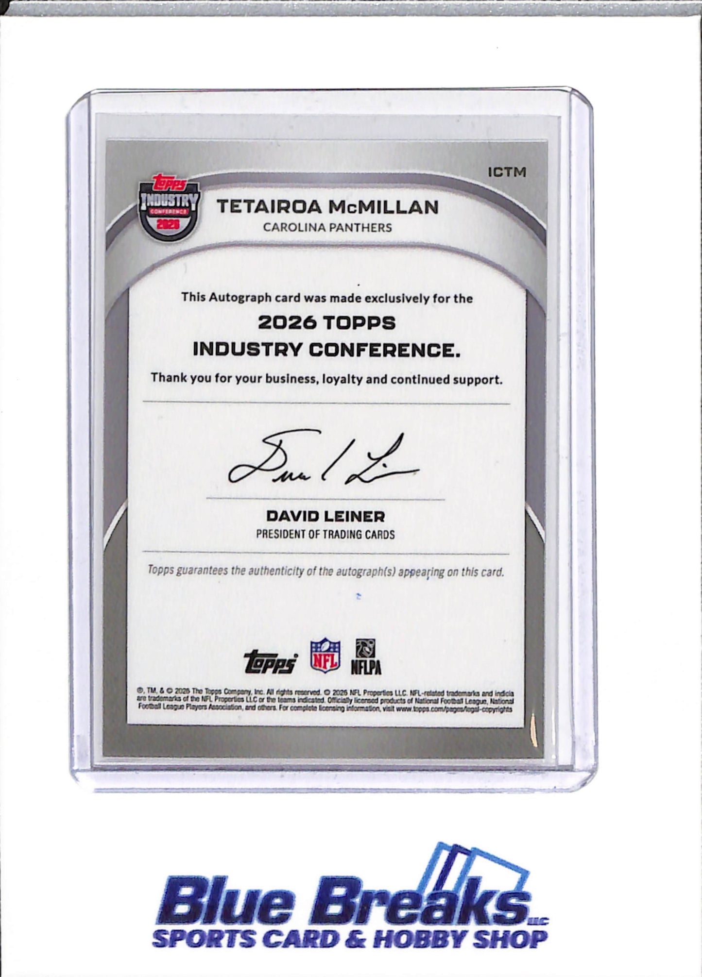 2026 Topps - Industry Conference - Tetairoa McMillan - auto - #ICTM - football - Panthers
