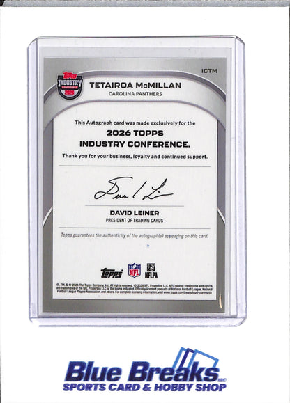 2026 Topps - Industry Conference - Tetairoa McMillan - auto - #ICTM - football - Panthers